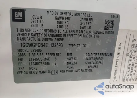 2014 Chevrolet Express 2500 Work Van из США, поврежденный, VIN 1GCWGFCB4E1122593